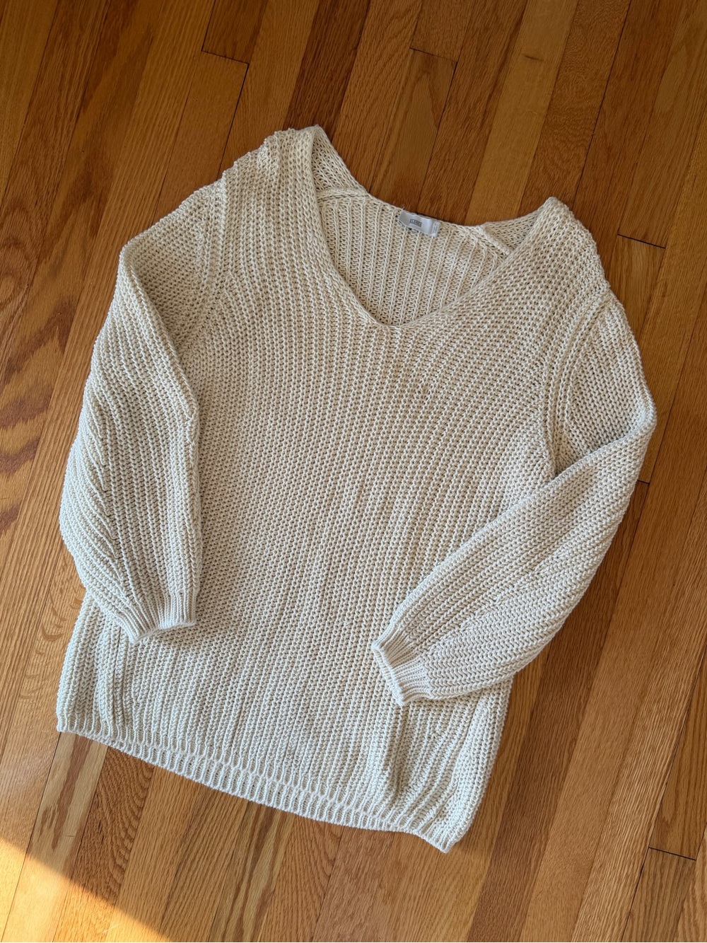Closed Cream Open-Knit V-Neck Sweater